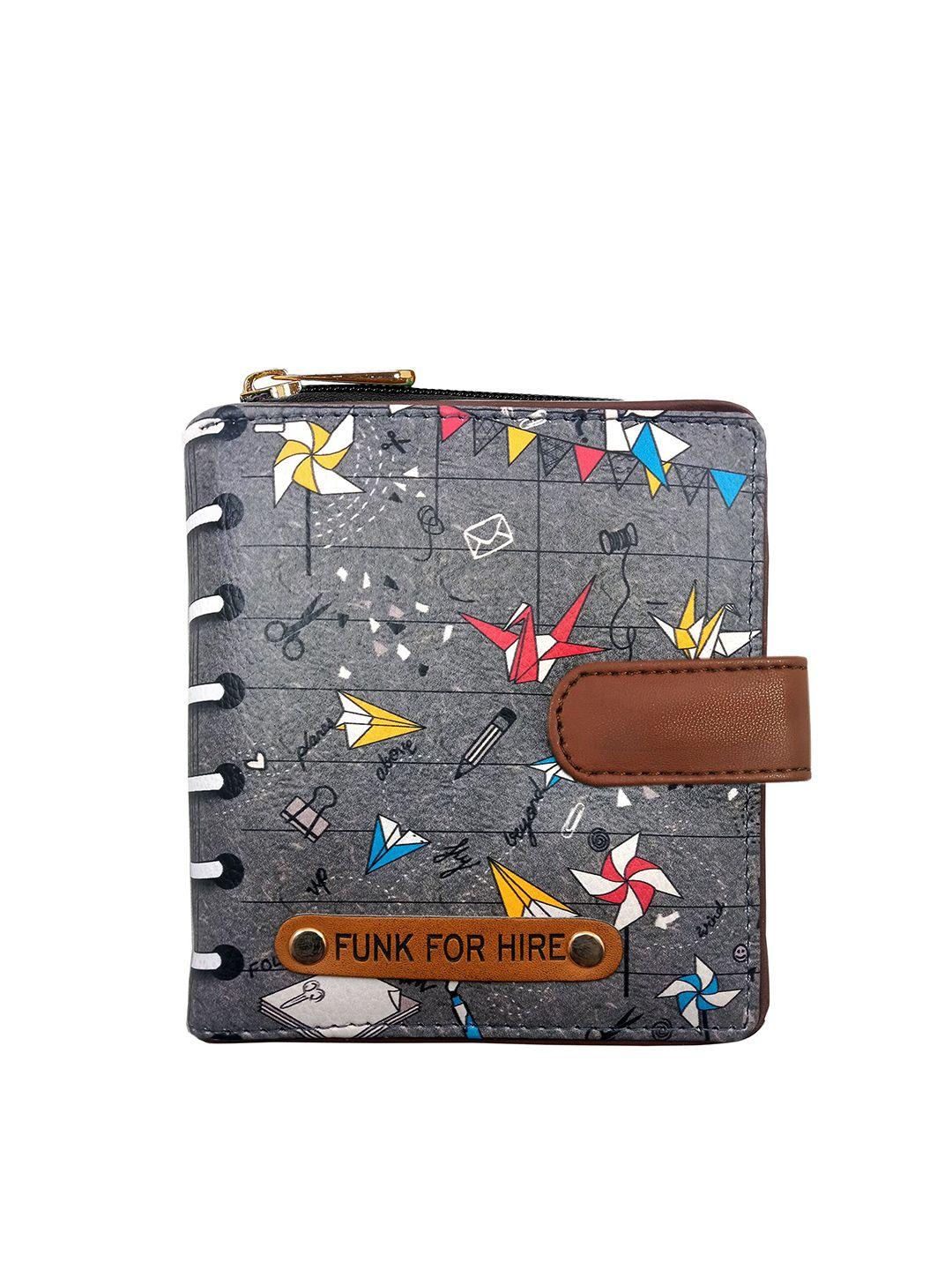 funk for hire women printed pu two fold wallet with sd card holder