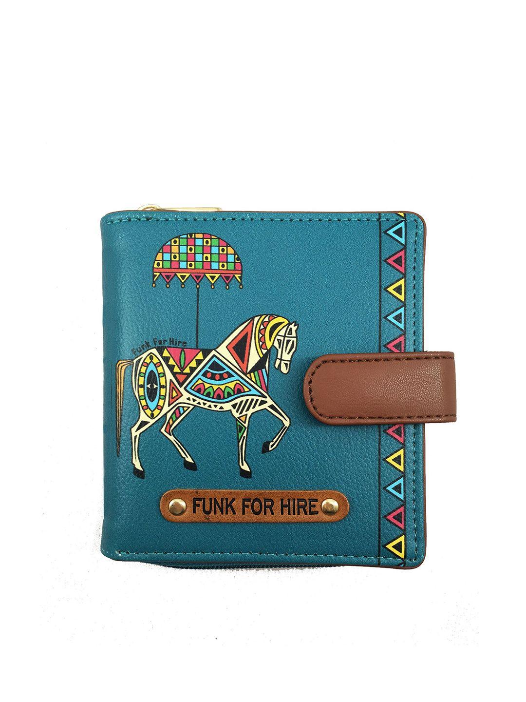 funk for hire women printed pu water resistant two fold wallet with sd card holder