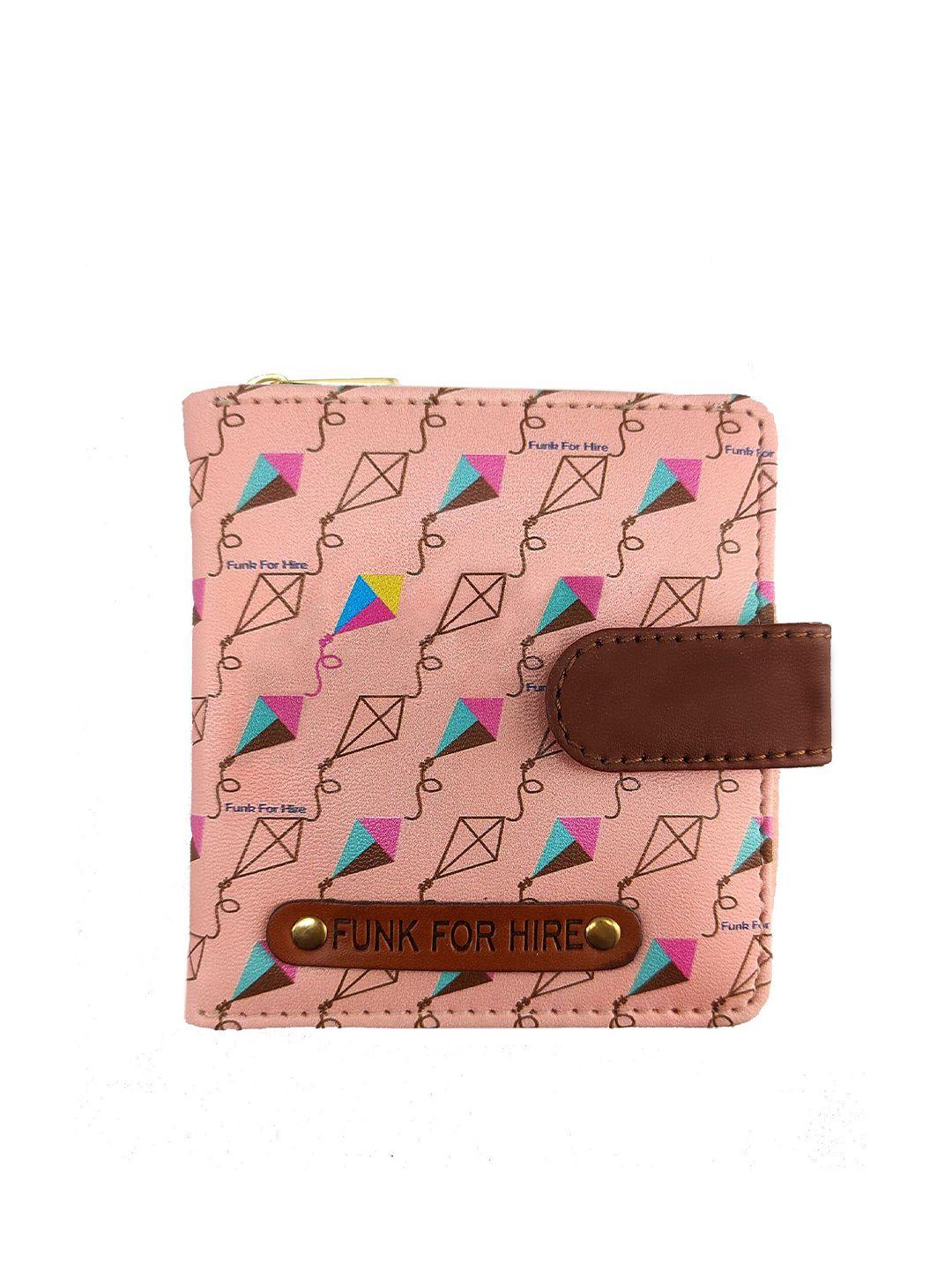 funk for hire women printed pu water resistant two fold wallet with sd card holder