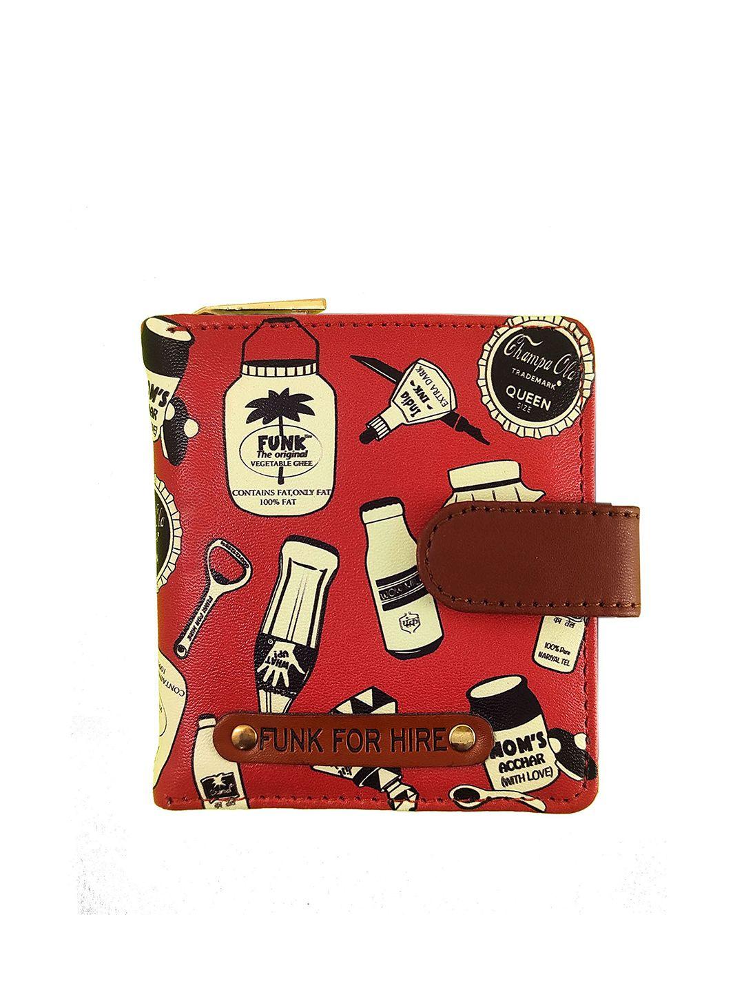 funk for hire women printed two fold wallet with sd card holder