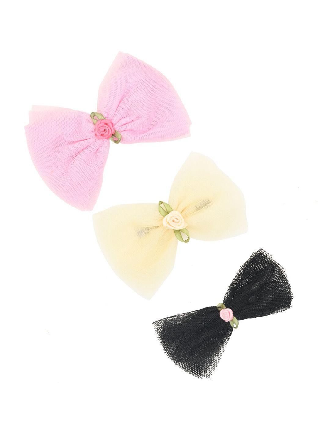 funkrafts girls black & pink set of 3 hair accessory set