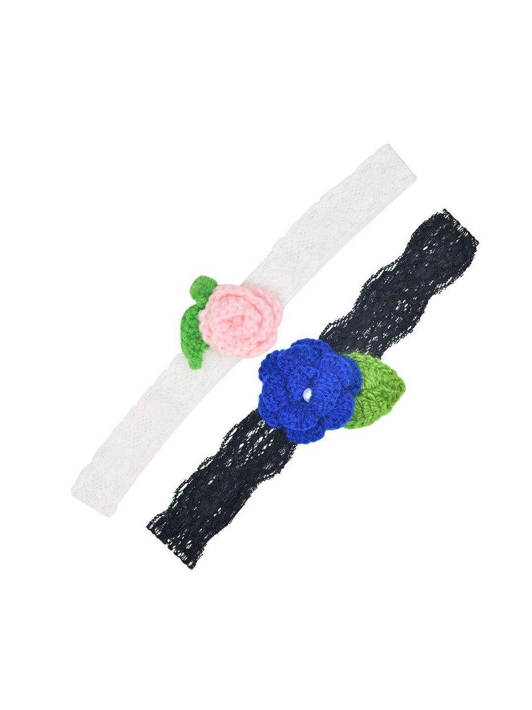 funkrafts girls black & white set of 2 lace hairband