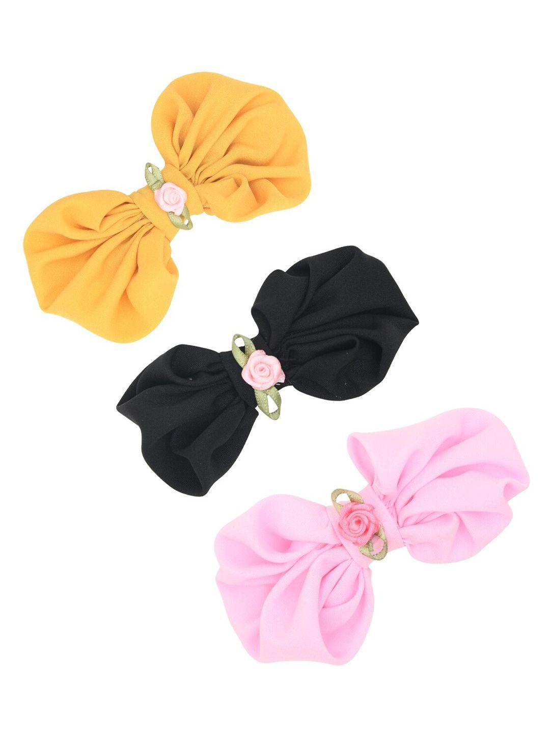 funkrafts girls black & yellow set of 3 hair accessory set