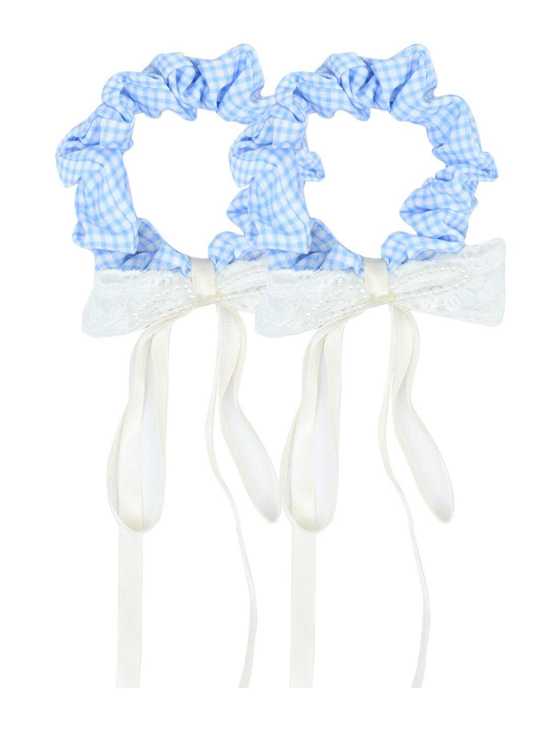 funkrafts girls blue & white set of 2 hair accessory set