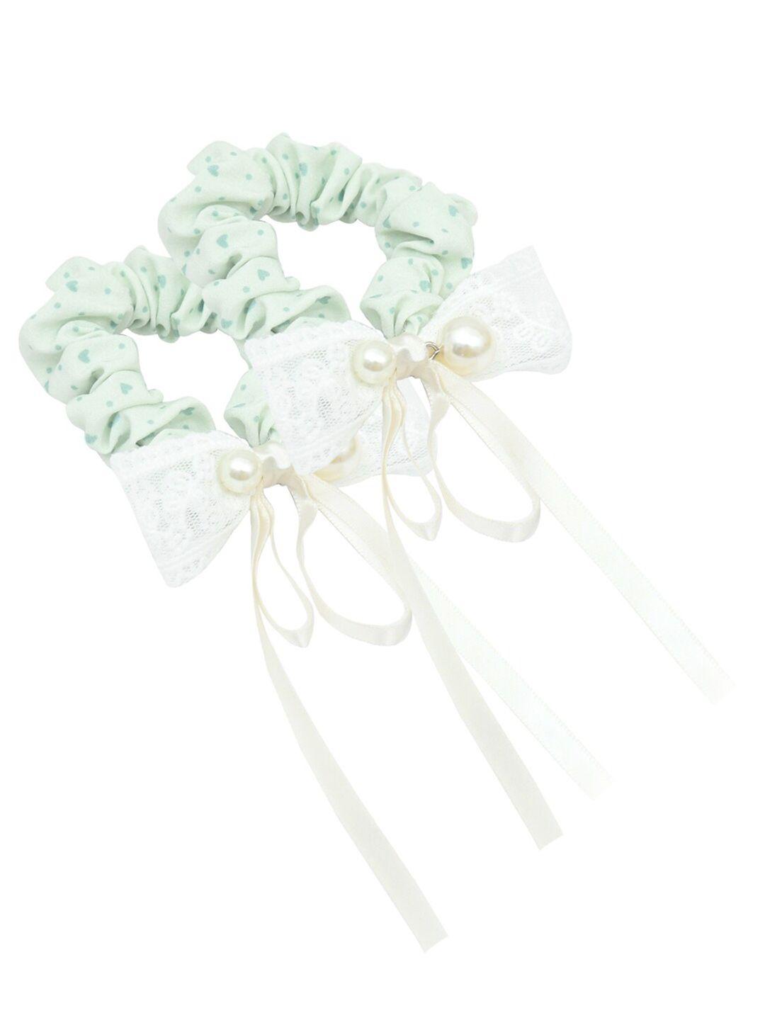 funkrafts girls green & white set of 2 hair accessory set