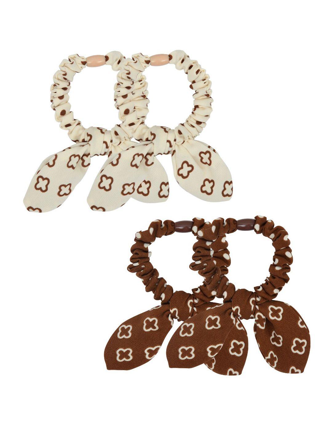 funkrafts girls maroon & cream-coloured set of 4 hair accessory set
