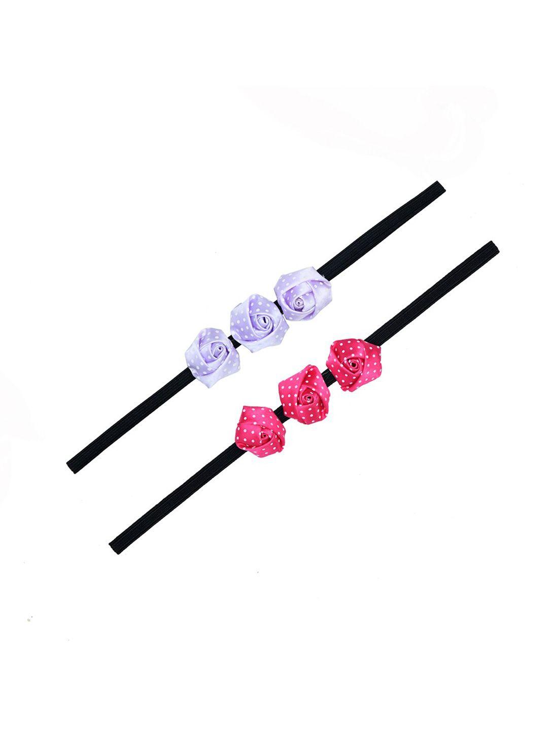 funkrafts girls pink & purple set of 2 ponytail holders