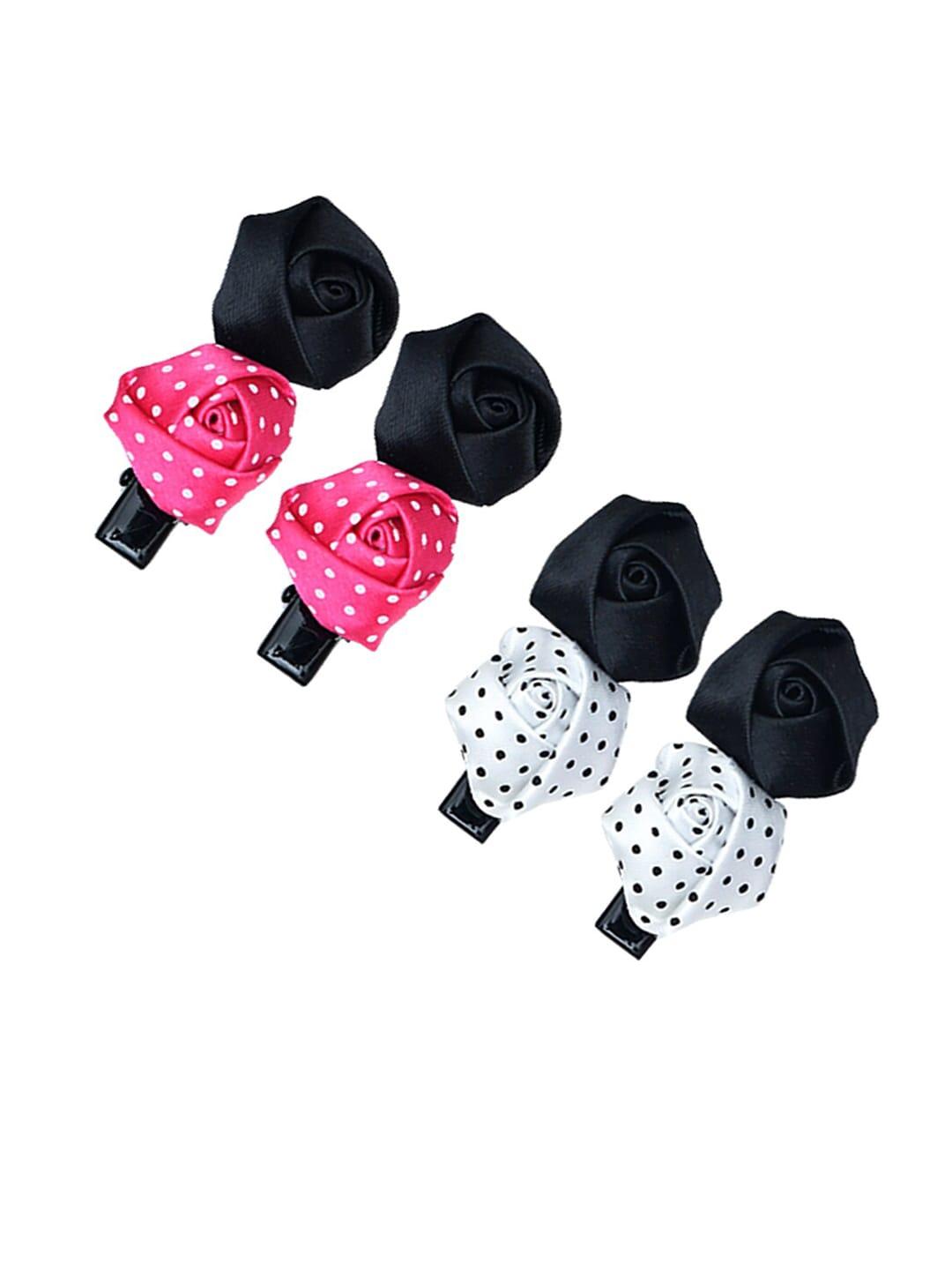 funkrafts girls pink & white set of alligator 4 hair clips set
