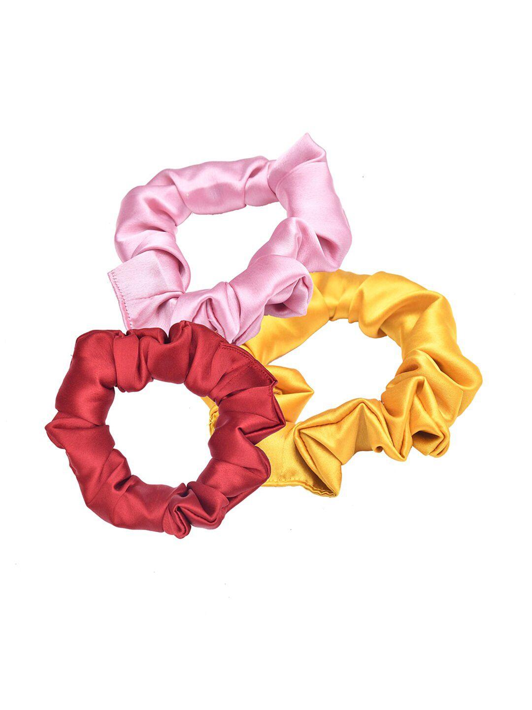 funkrafts girls pink & yellow set of 3 ponytail holders