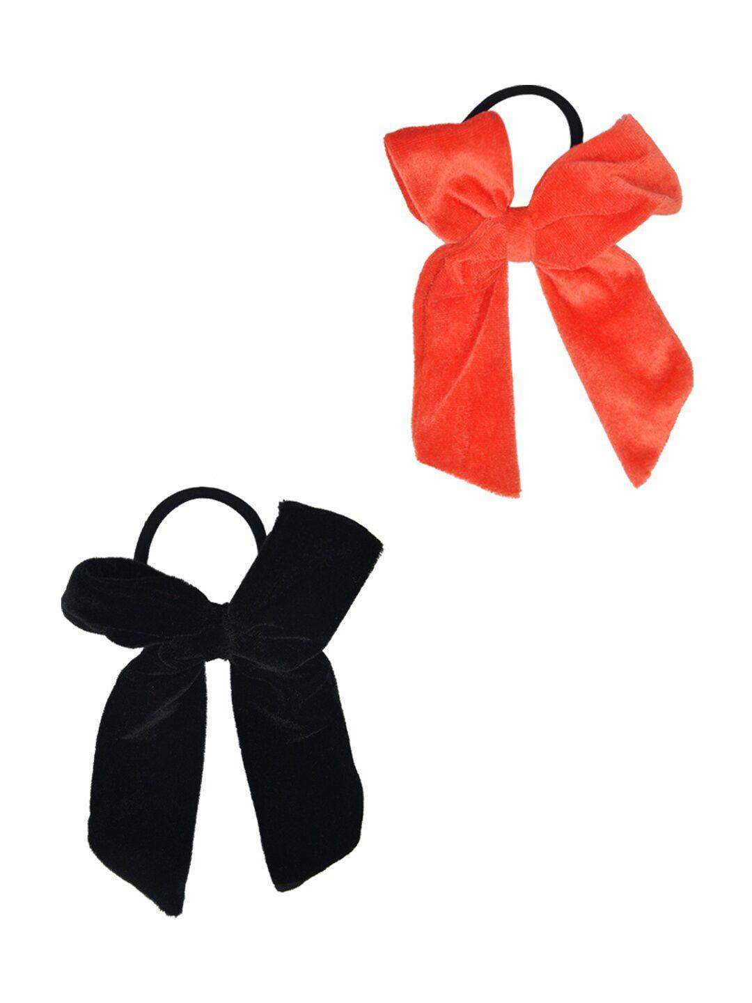 funkrafts girls red & black set of 2 ponytail holders