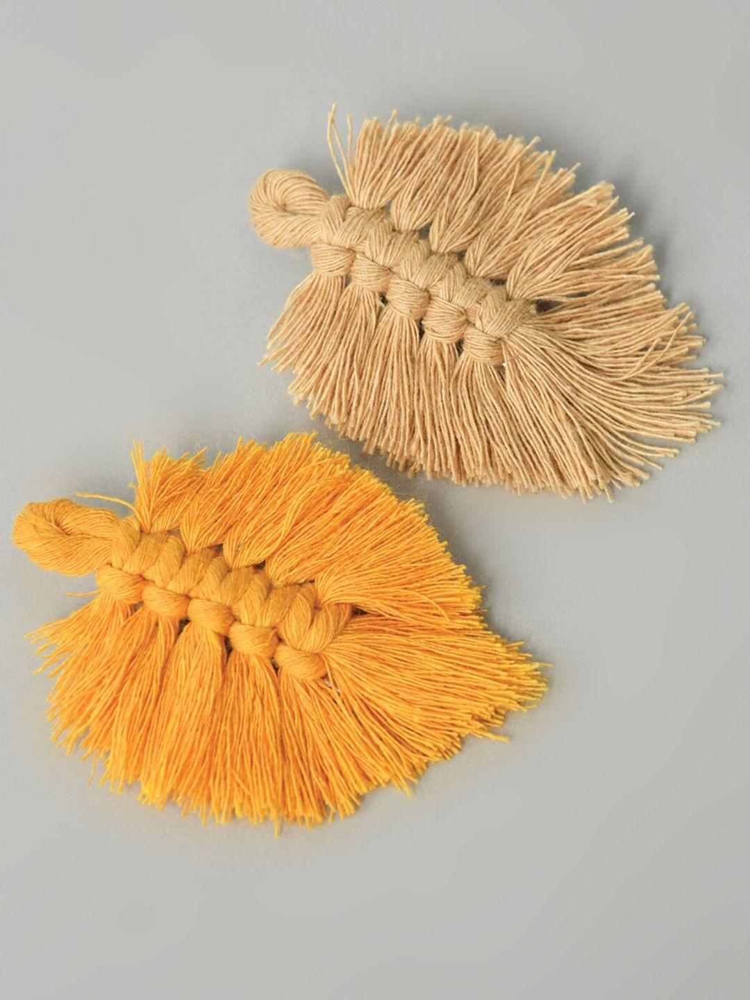 funkrafts girls yellow & brown set of 2 alligator hair clip