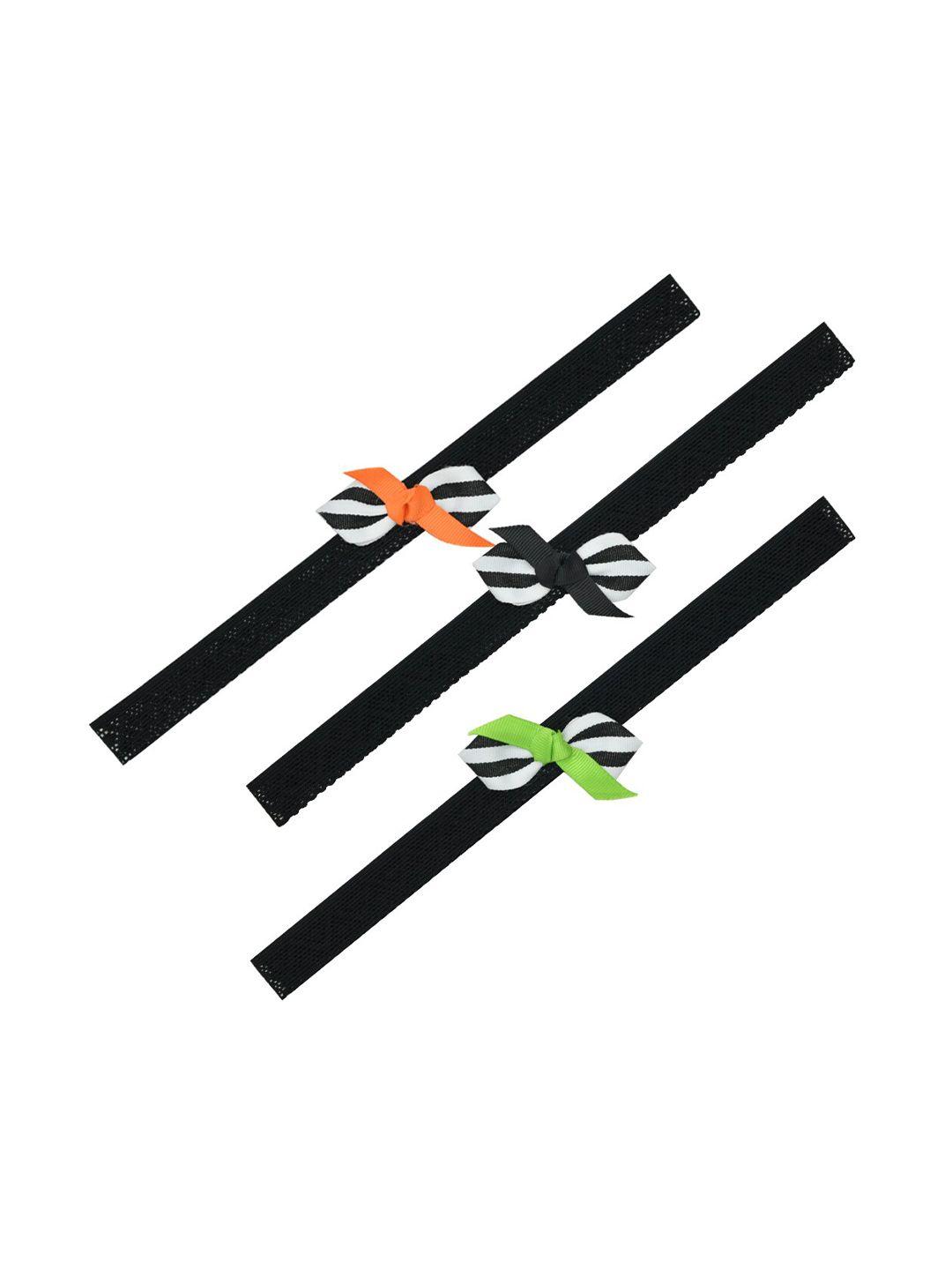 funkrafts girls black & white set of 3 hairbands