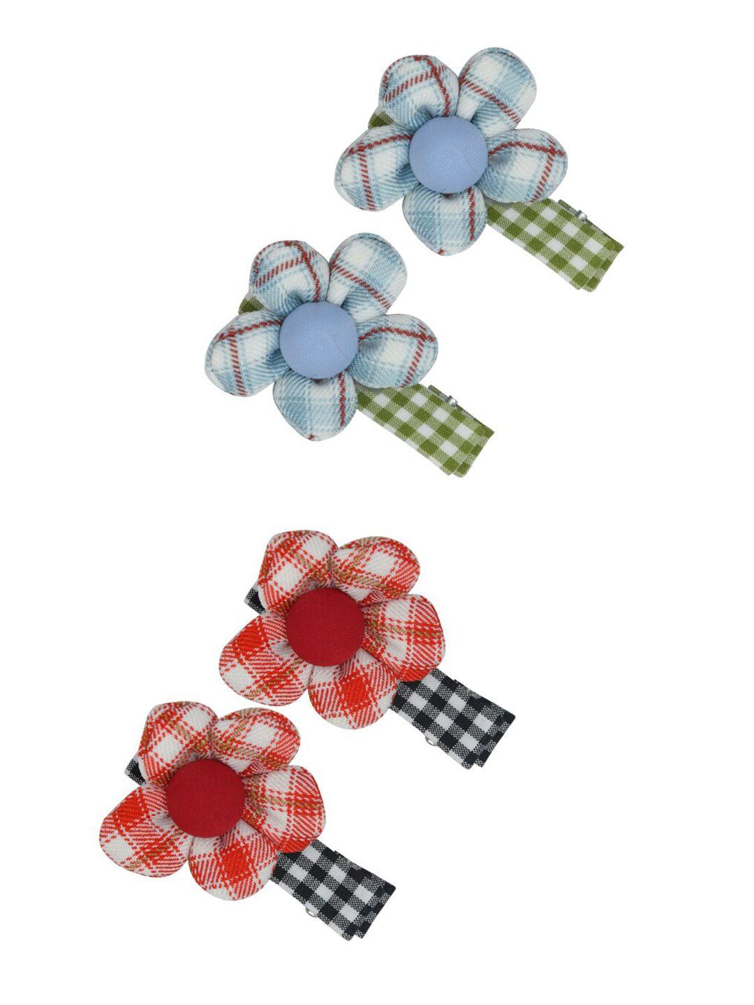 funkrafts girls green & blue set of 4 hair accessory set