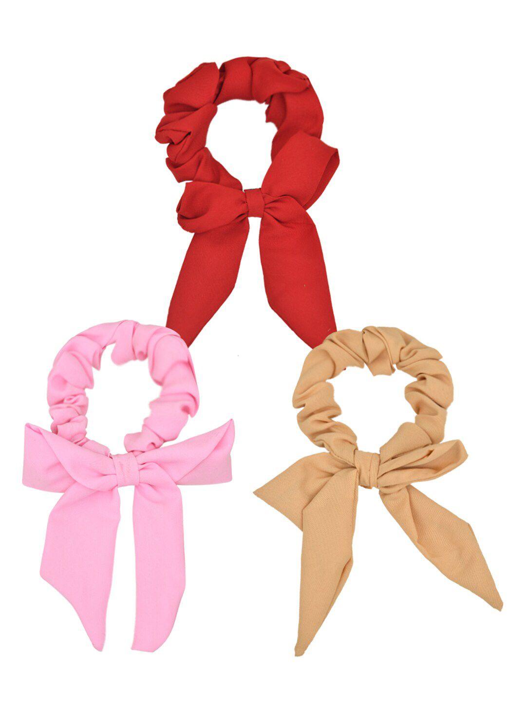 funkrafts girls pack of 3 hair scarf scrunchie with bow ponytail holder