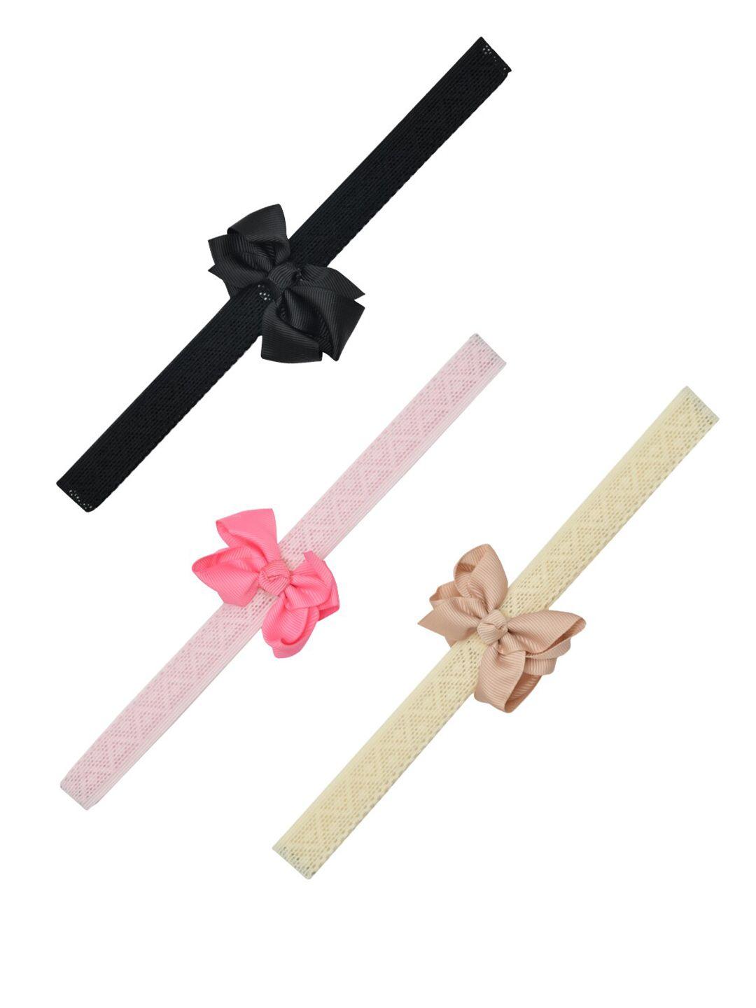 funkrafts girls pink & black set of 3 lace hairbands