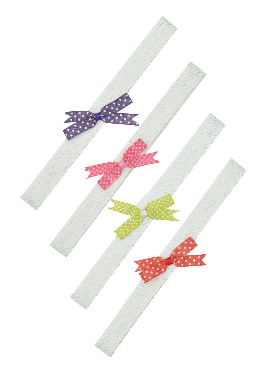 funkrafts girls white & pink set of 4 hairband