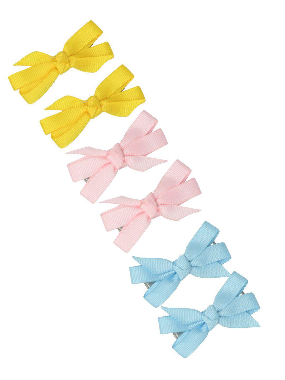 funkrafts girls yellow & pink set of 6 alligator hair clip