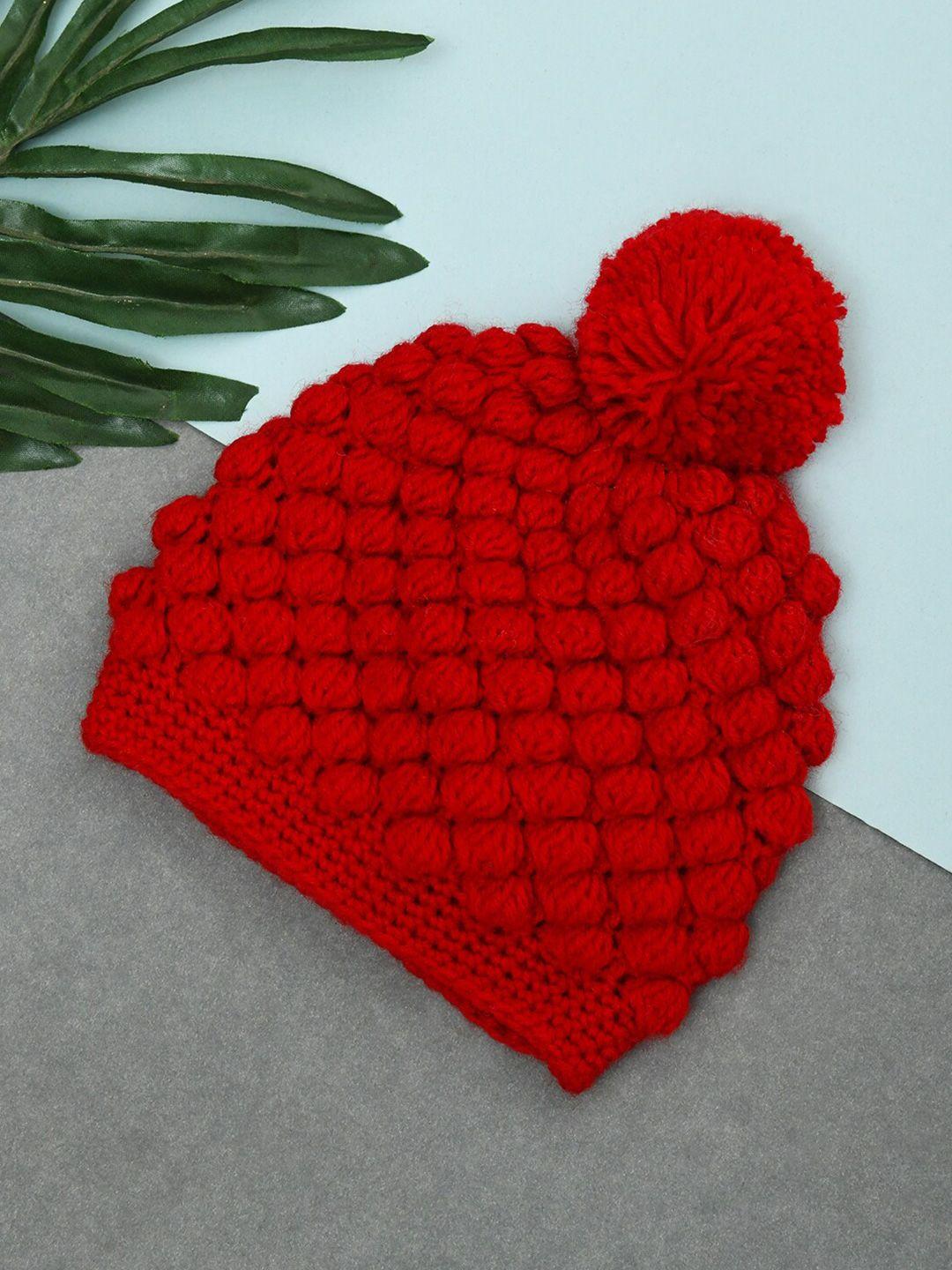 funkrafts unisex kids red woollen beanie