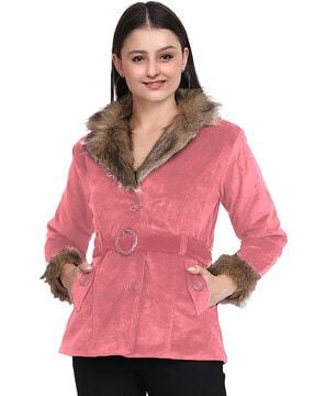fur jacket with belt