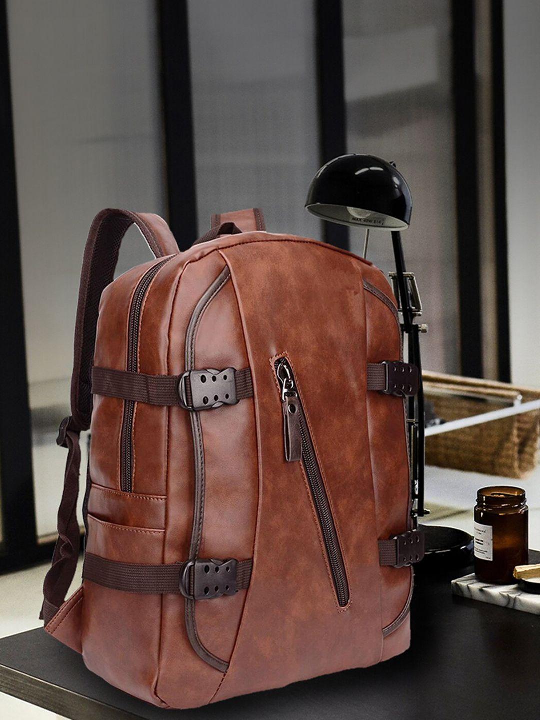 fur jaden unisex brown & black solid backpack