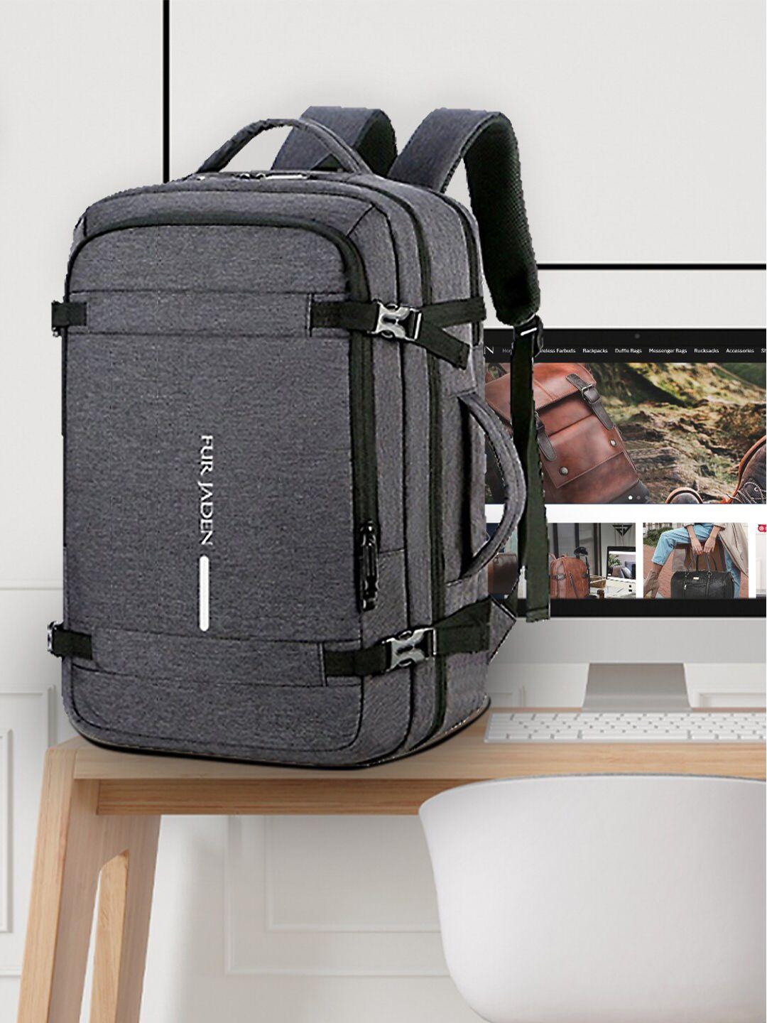 fur jaden unisex grey & black solid backpack