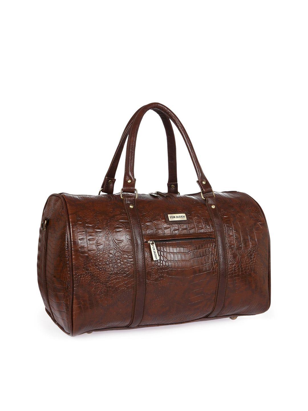 fur jaden unisex brown textured duffel bag