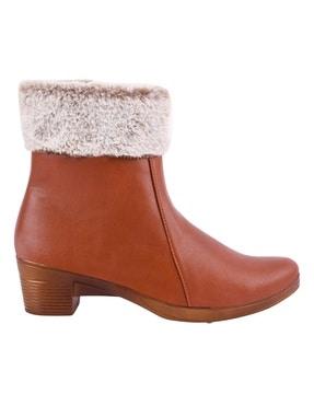 fur-lined ankle-length boots