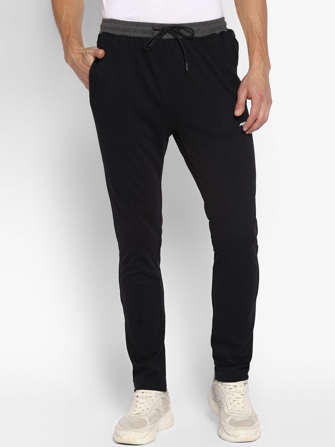 furo by red chief men black  solid cotton track pants