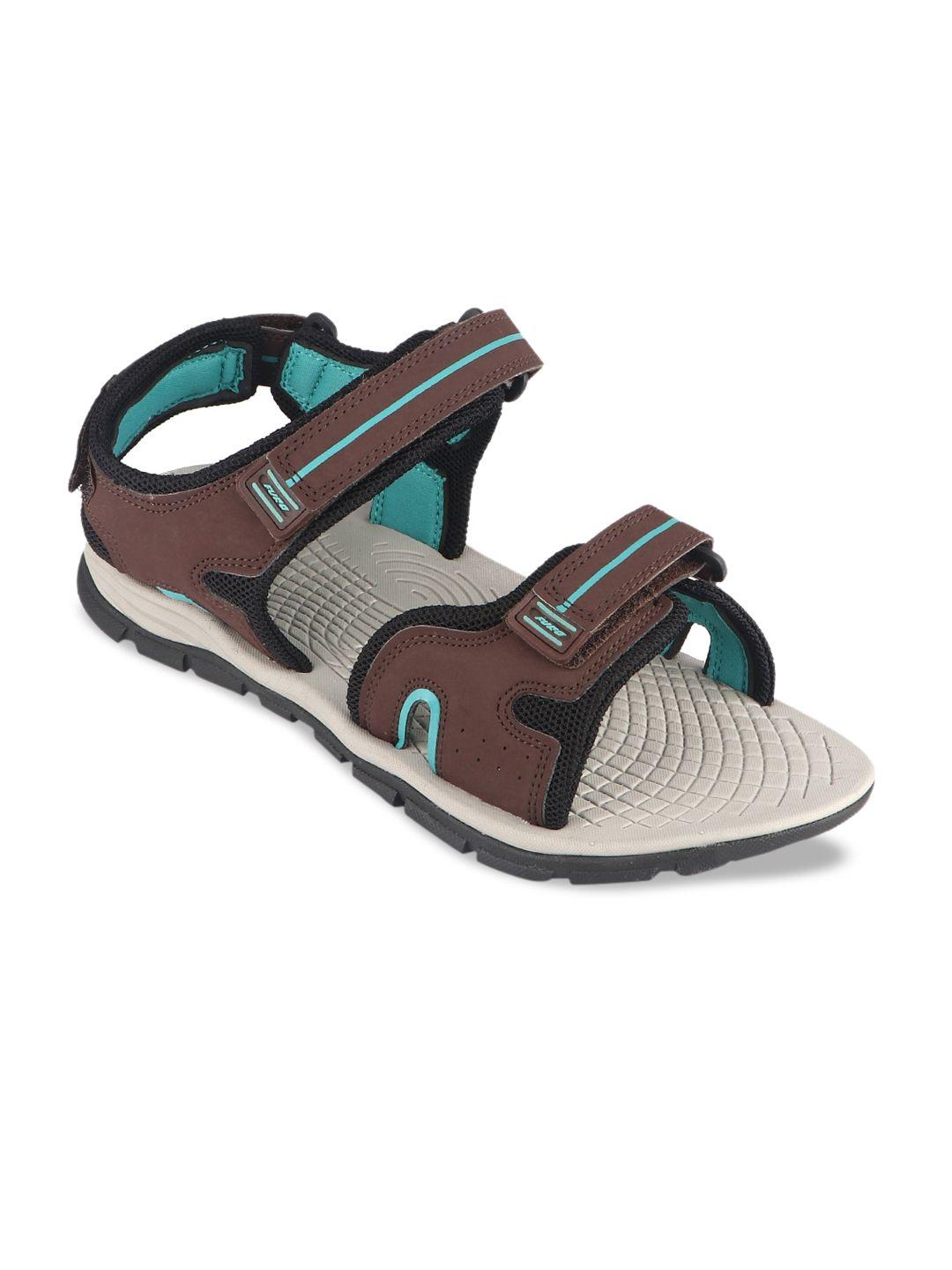 furo by red chief men brown & turquoise blue solid sports sandals