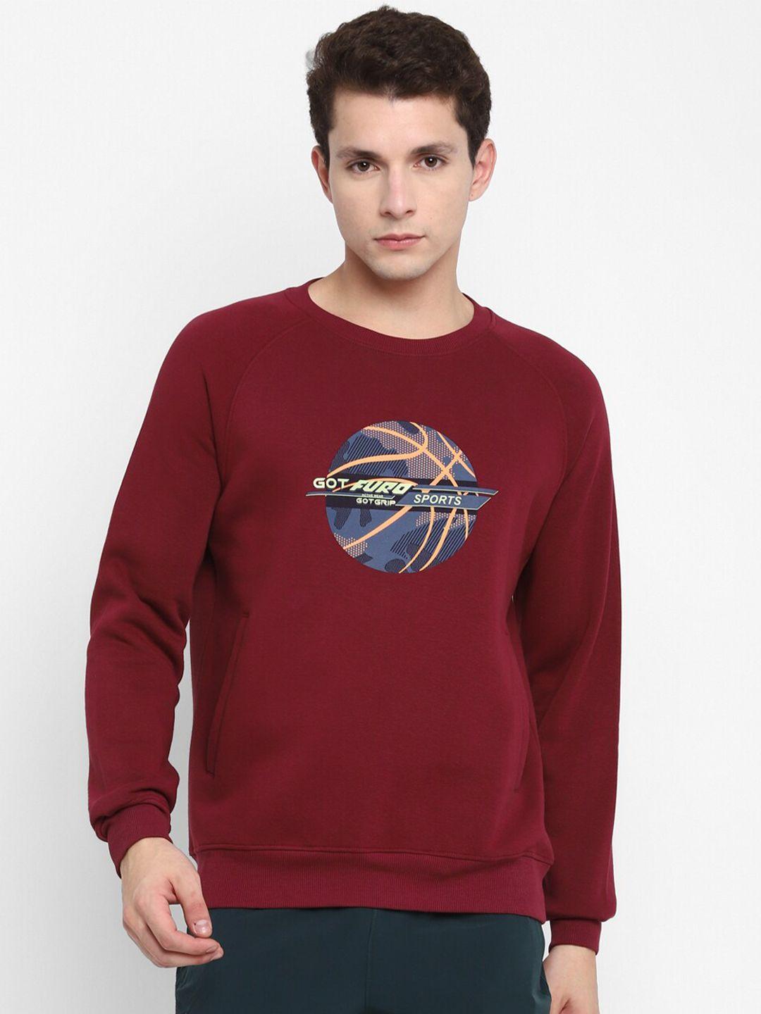 furo by red chief men maroon printed sweatshirt