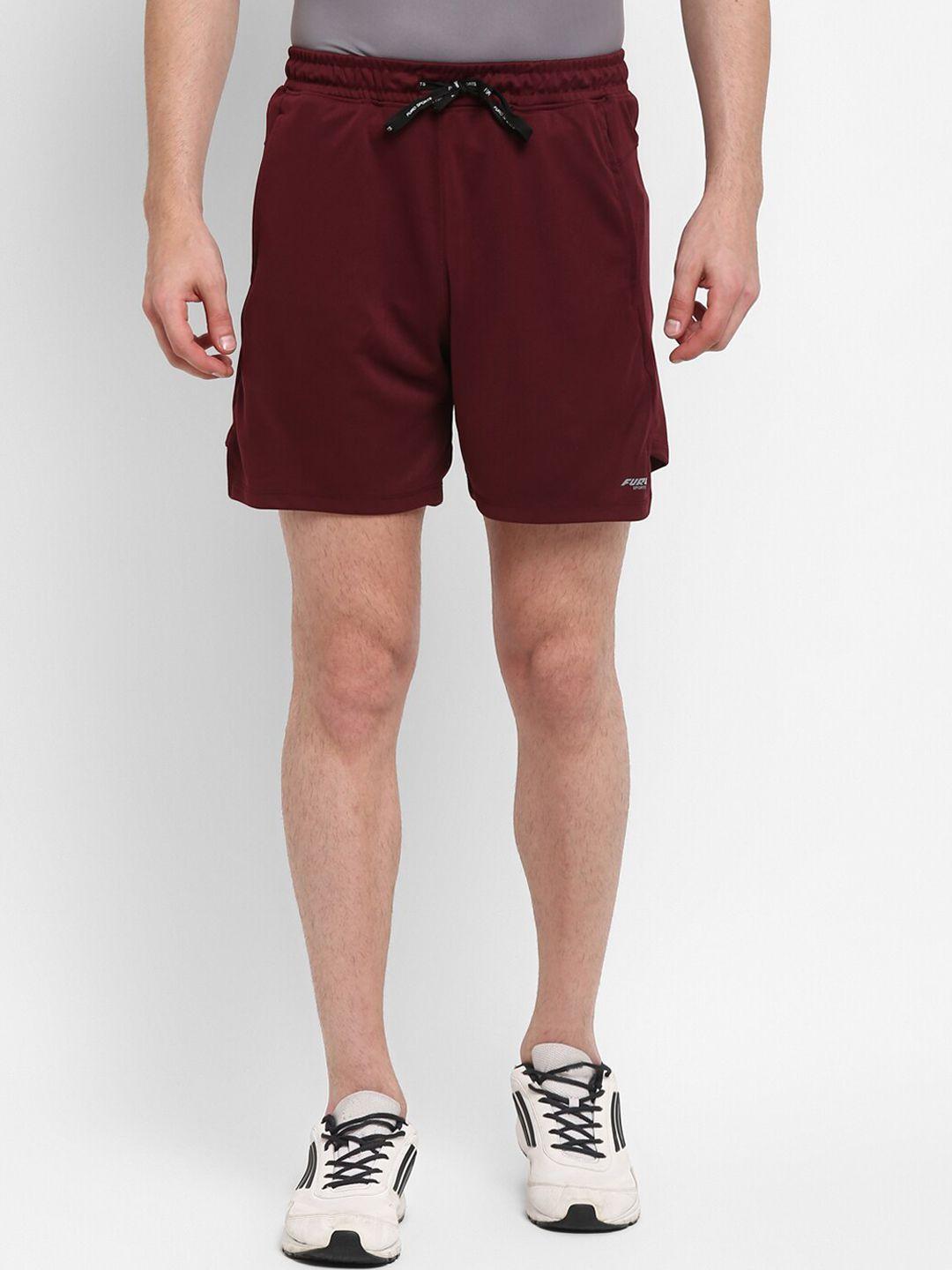 furo by red chief men maroon solid regular fit sports shorts