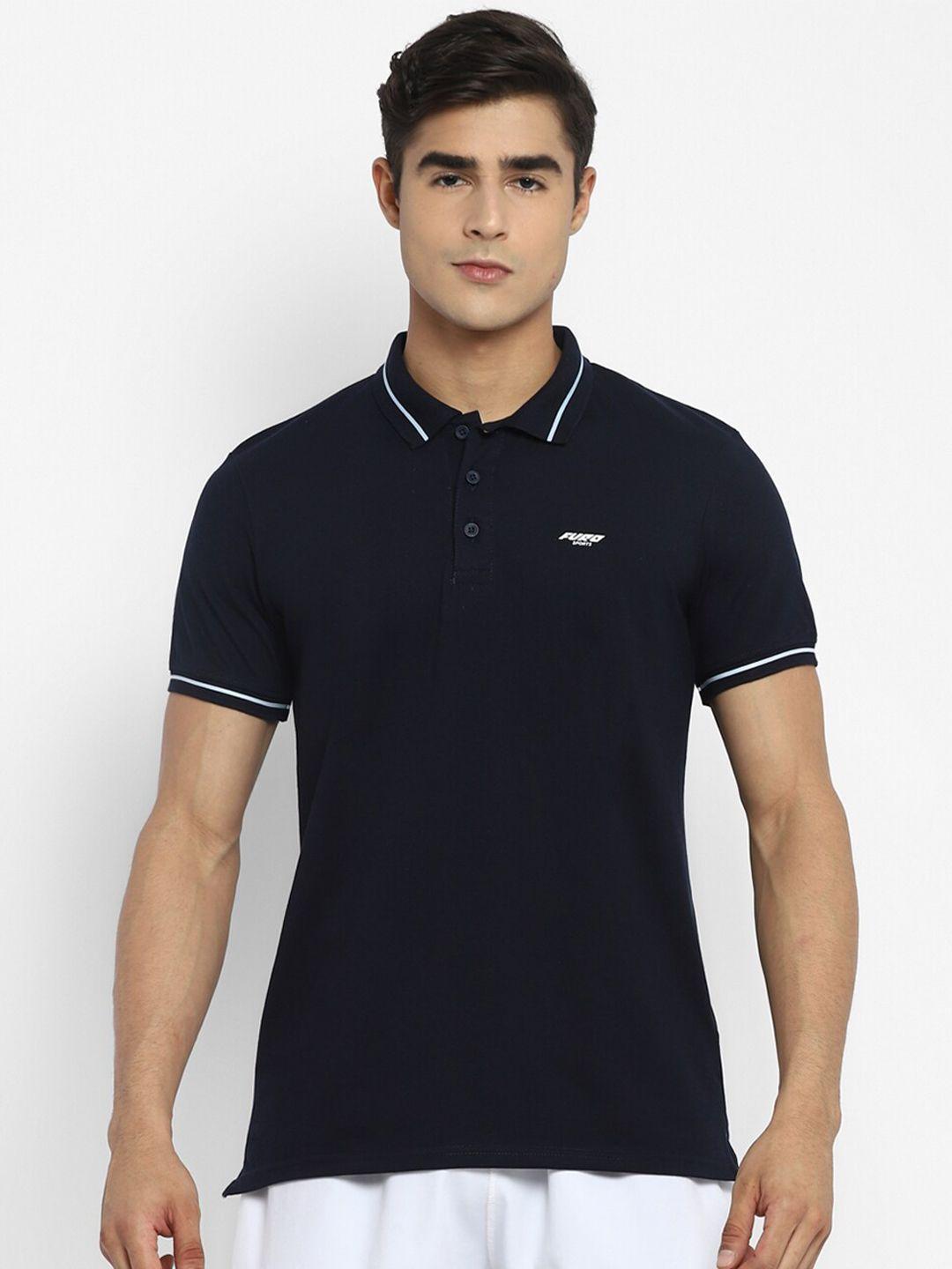 furo by red chief men navy blue polo collar t-shirt