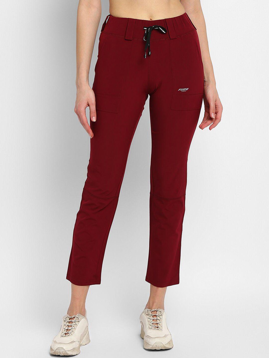 furo by red chief women maroon solid regular fit track pants