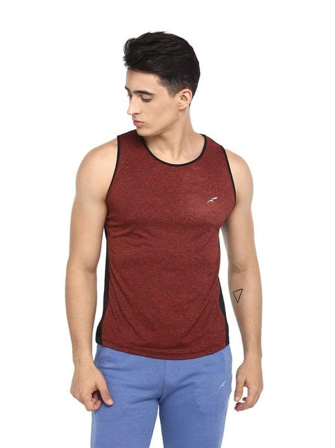 furo maroon sleeveless solid t-shirt