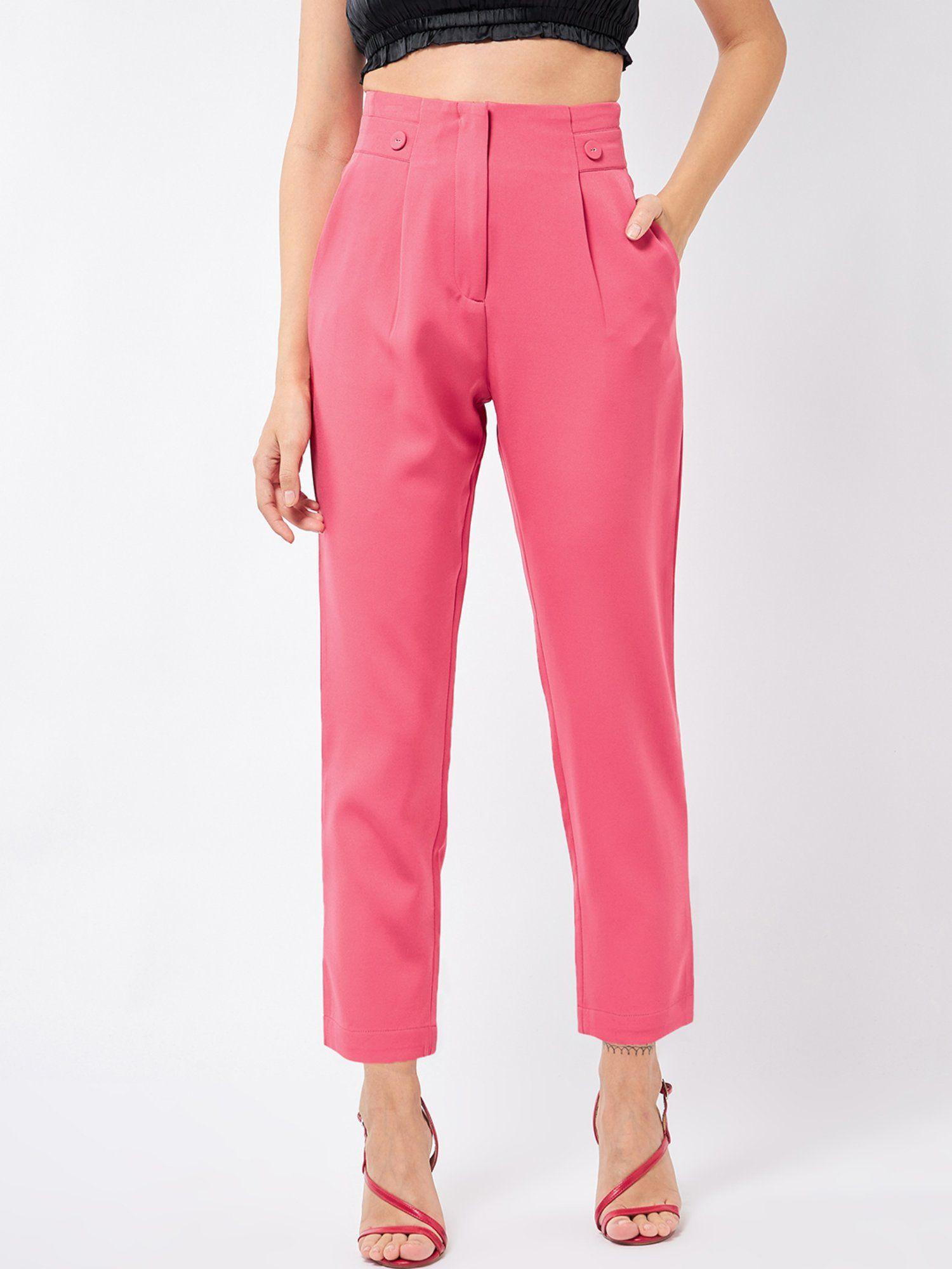 fuschia pink papper bag pants