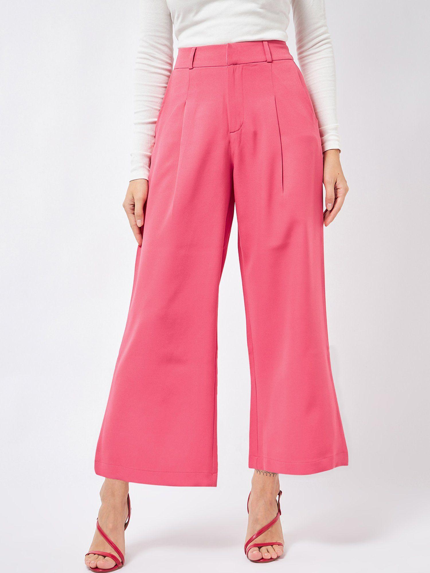 fuschia pink wide leg pants