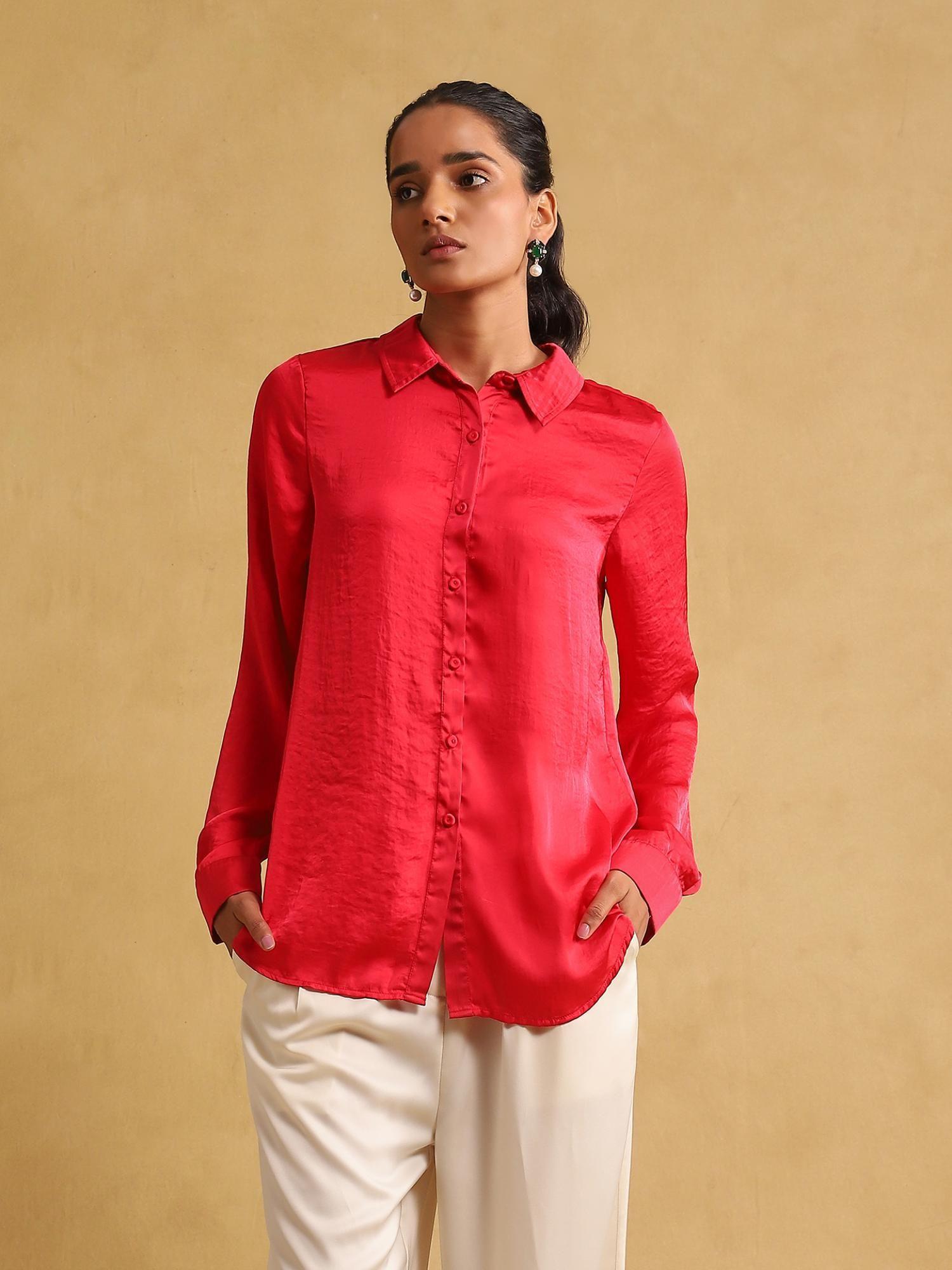 fuschia solid shirt