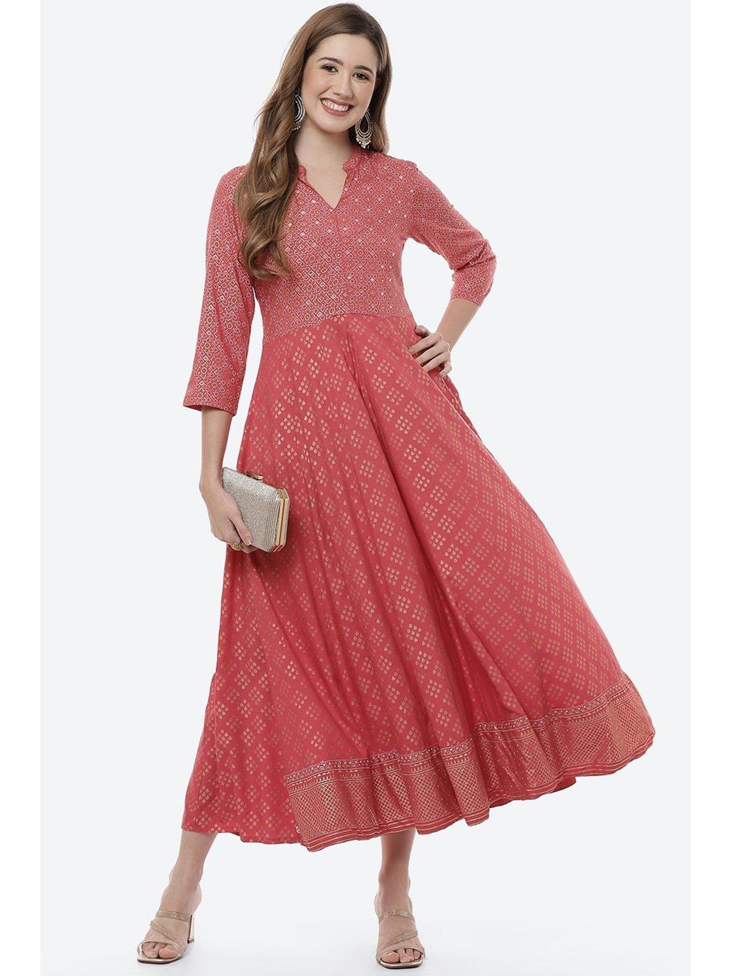 fuschia viscose rayon kalidar dress