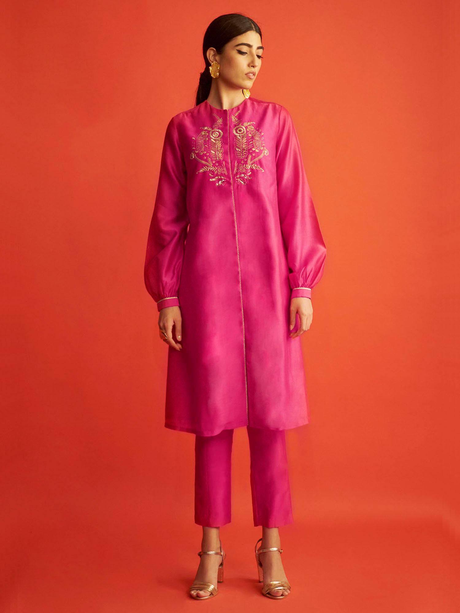 fuscia embroidered tunic