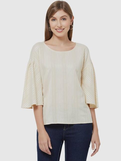 fusion beats cream striped top