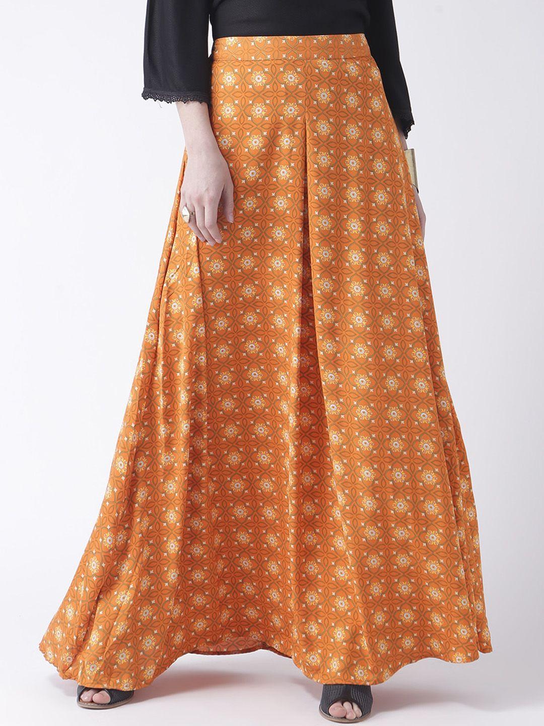 fusion beats ethnic motifs printed maxi flared skirt