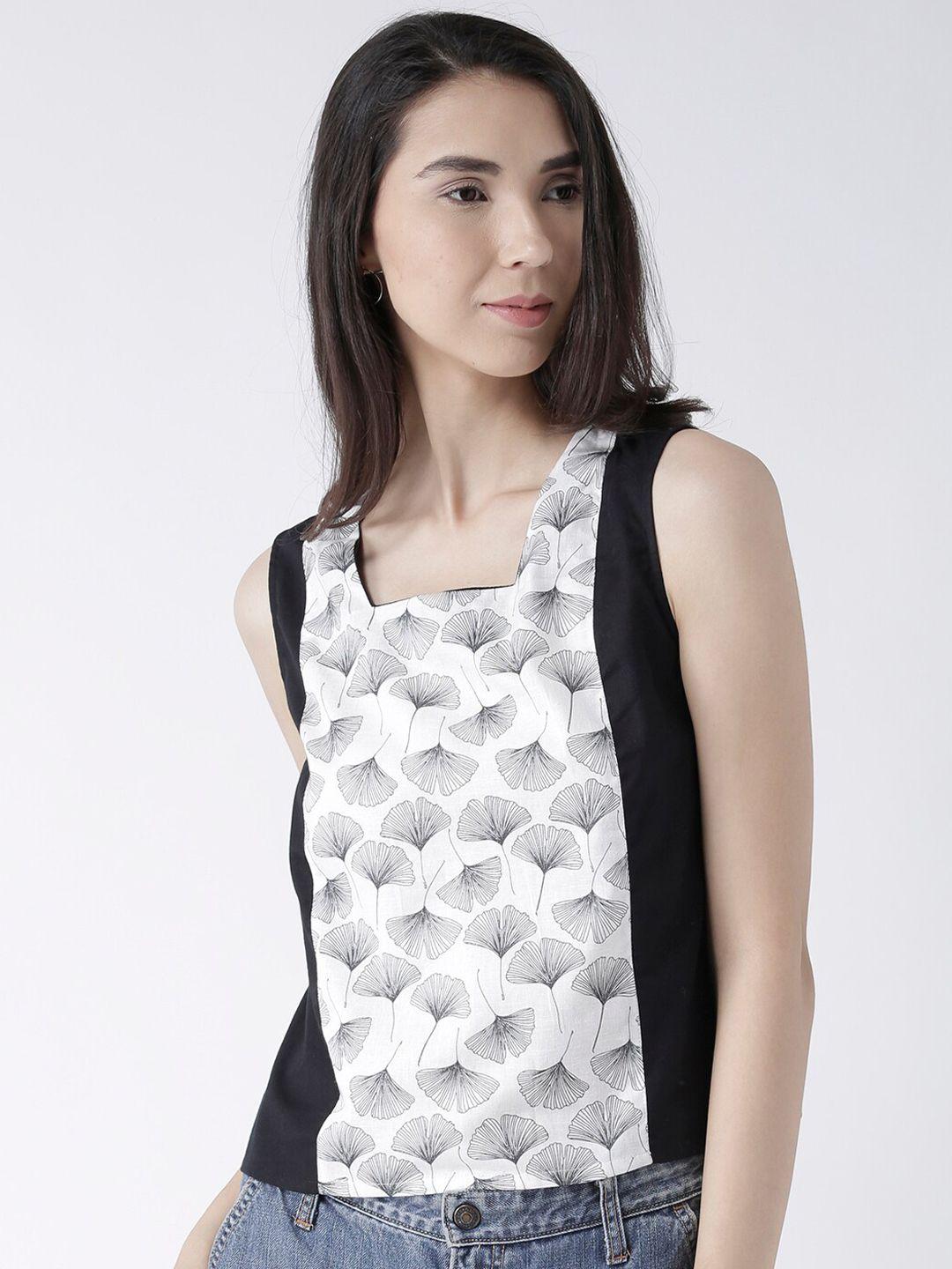 fusion beats floral printed square neck sleeveless cotton top