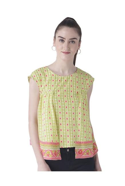 fusion beats green printed top