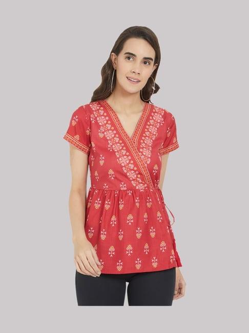 fusion beats red printed top