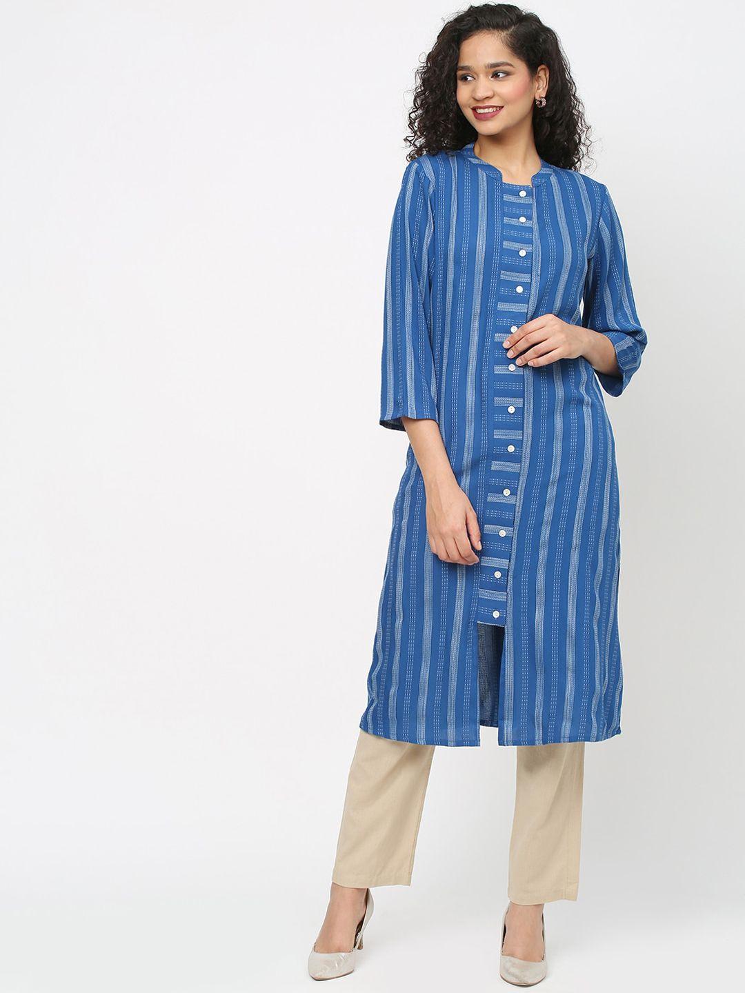 fusion beats striped panelled kurta