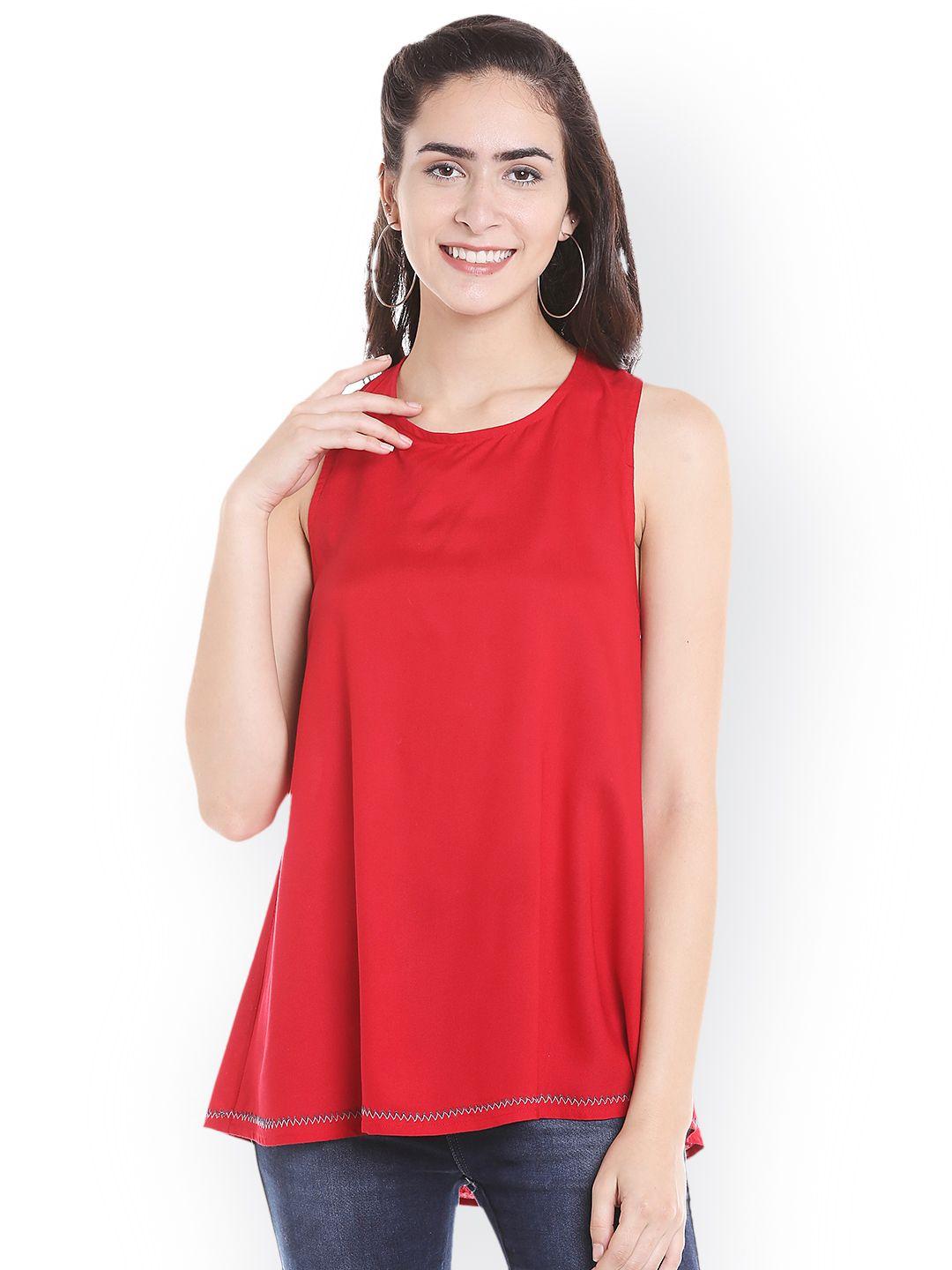 fusion beats women red solid top