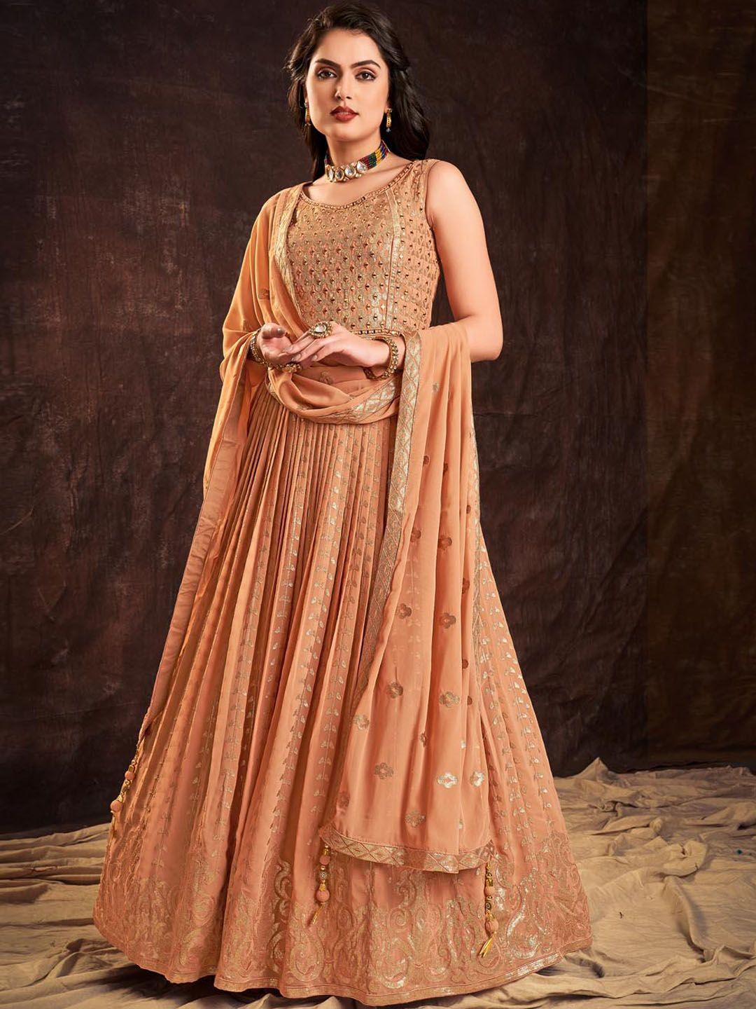 fusionic embellished sequinned maxi gown georgette ethnic dresses with dupatta