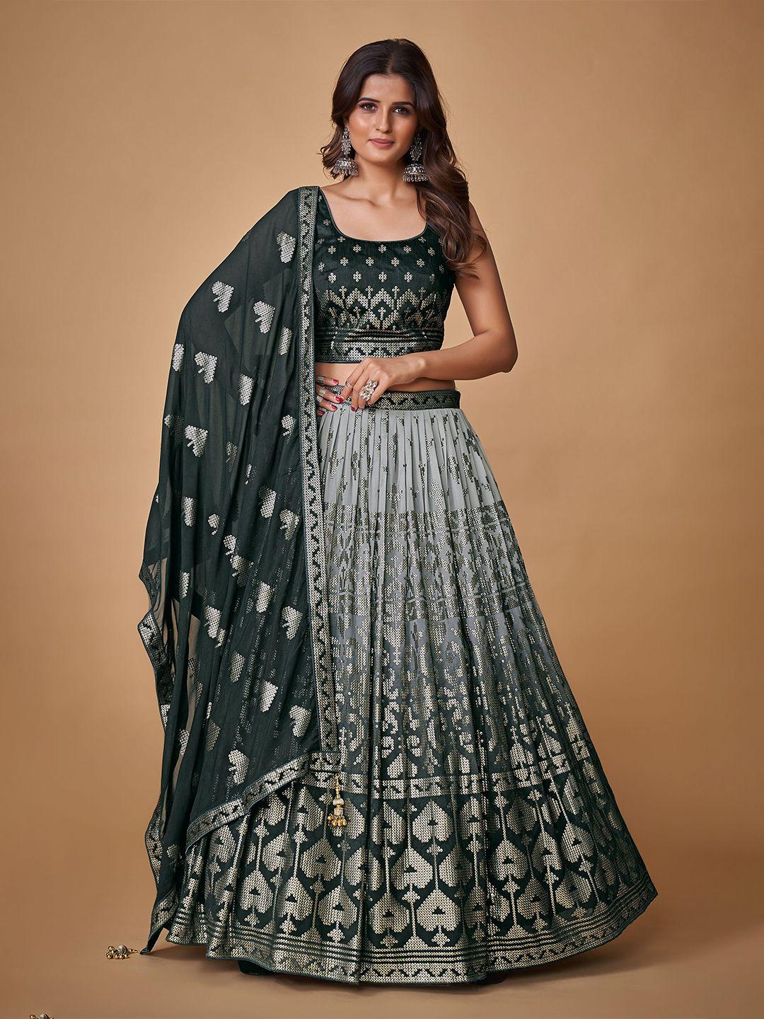 fusionic embellished sequinned ready to wear lehenga & blouse with dupatta