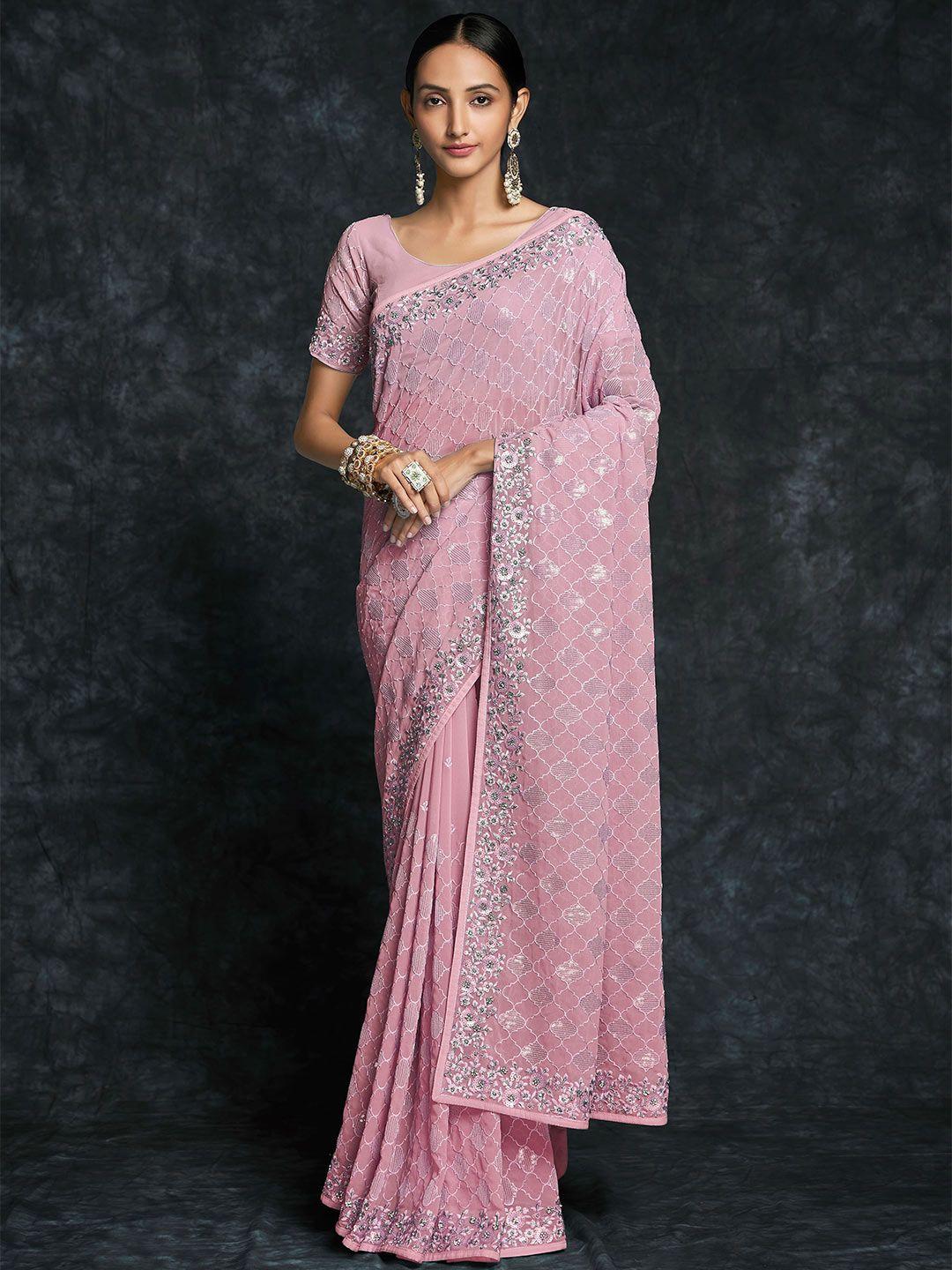 fusionic embellished embroidered pure georgette saree