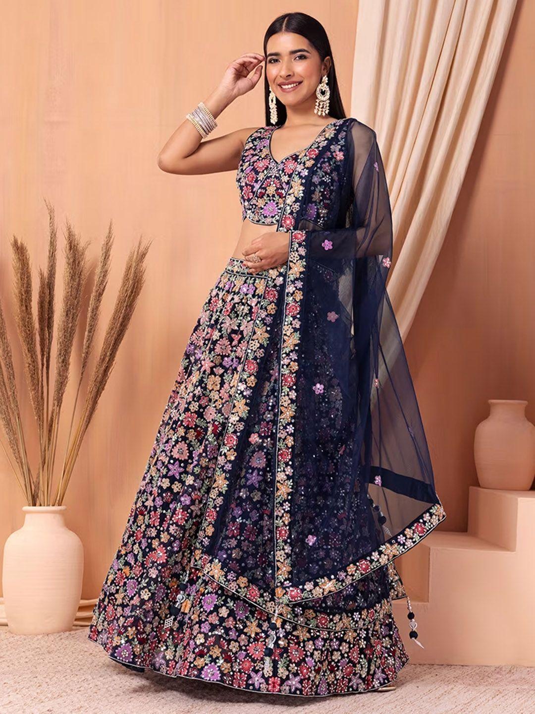 fusionic embellished mirror work ready to wear lehenga & blouse with dupatta